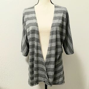 Lularoe Gray Black Striped Lindsay Cardigan